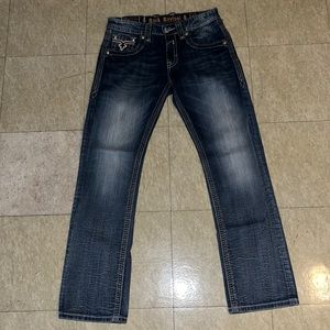 Rock Revival Men’s Distressed Chuck Straight Bootcut Jeans SZ32